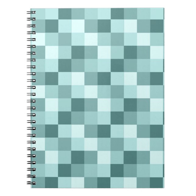 Caderno Espiral Teste padrão Checkered monocromático azul da (Frente)