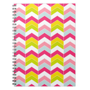 Caderno Espiral Teste padrão cor-de-rosa colorido de Chevron do