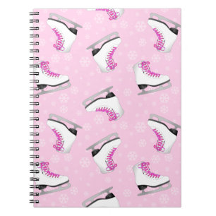 Caderno Espiral Teste padrão cor-de-rosa do patinagem artística