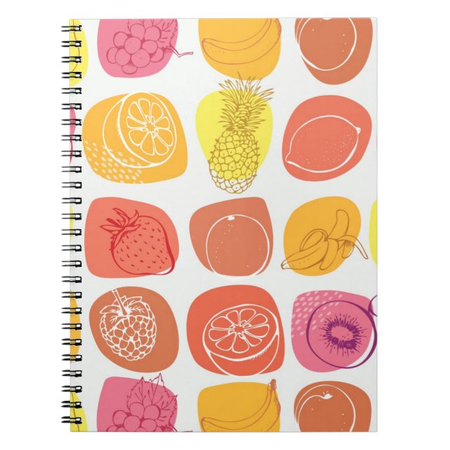 Caderno Espiral Teste padrão da fruta (Frente)