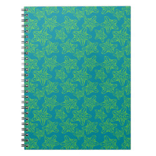 Caderno Espiral Teste padrão da multidão da estrela do mar