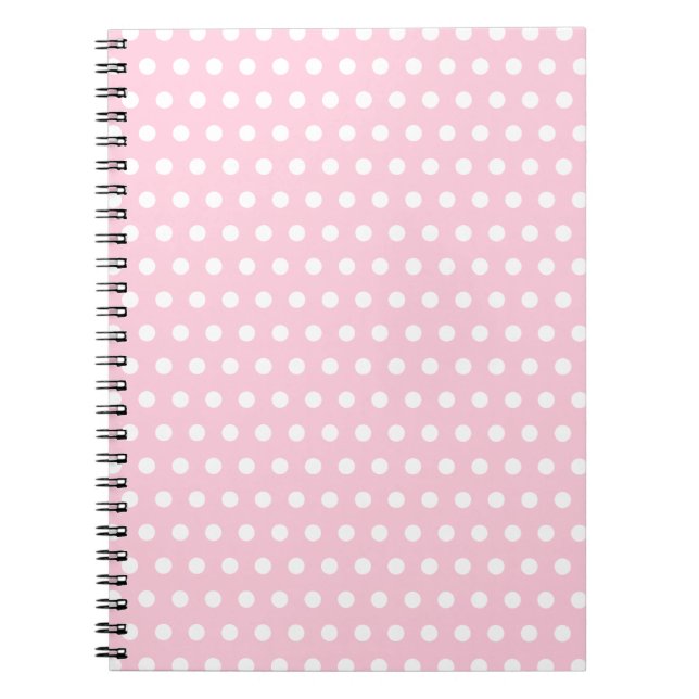 Caderno Espiral Teste padrão de bolinhas cor-de-rosa e branco (Frente)