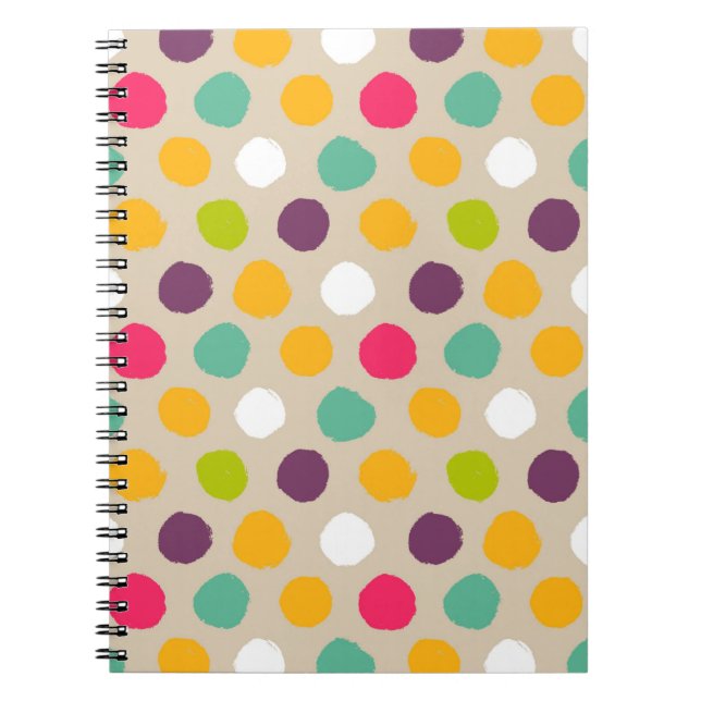 Caderno Espiral Teste padrão de bolinhas desenhado mão (Frente)