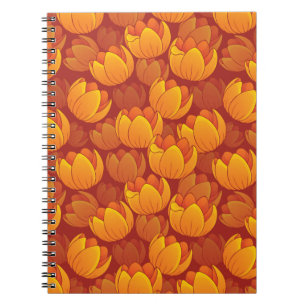 Caderno Espiral Teste padrão de flor dourado