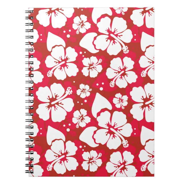 Caderno Espiral Teste padrão de flores do hibiscus (Frente)