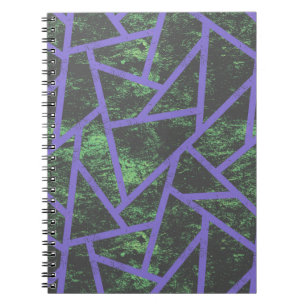 Caderno Espiral Teste padrão de mosaico violeta e verde