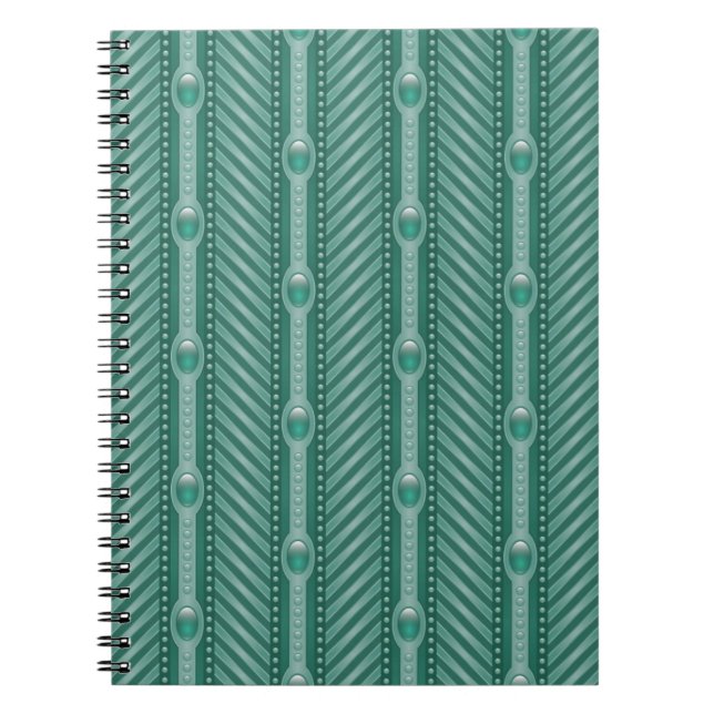 Caderno Espiral Teste padrão decorativo da cerceta (Frente)