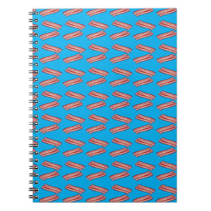 Caderno Espiral Teste padrão do bacon dos azul-céu