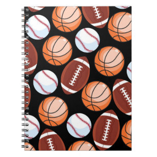 Caderno Espiral Teste padrão do basquetebol do futebol do basebol