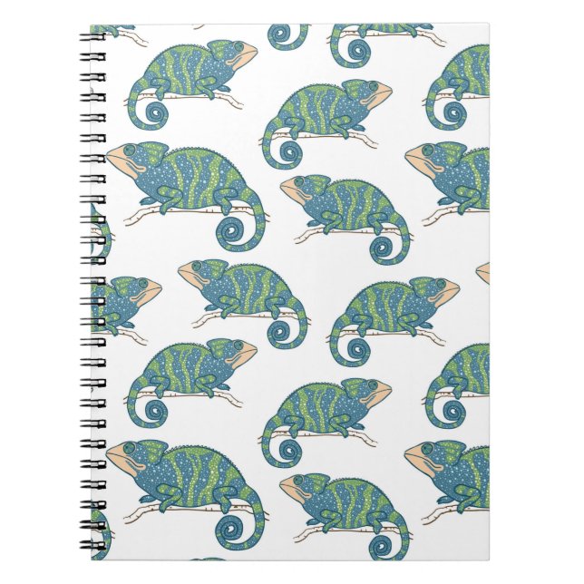 Caderno Espiral Teste padrão do camaleão (Frente)