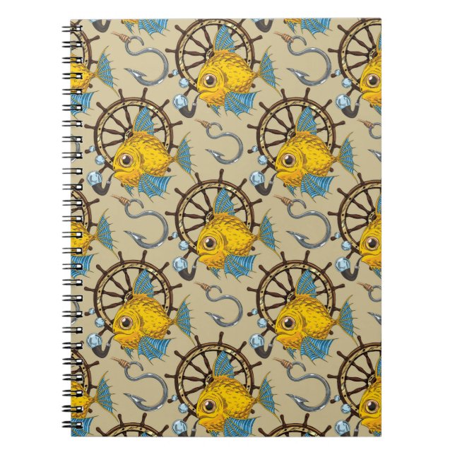Caderno Espiral Teste padrão do capitão de mar peixe (Frente)