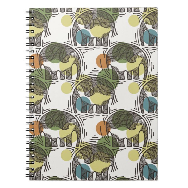 Caderno Espiral Teste padrão do elefante (Frente)