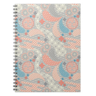 Caderno Espiral Teste padrão do estilo japonês. Ilustração
