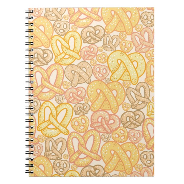 Caderno Espiral Teste padrão do pretzel (Frente)