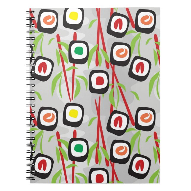 Caderno Espiral Teste padrão do sushi (Frente)
