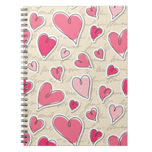 Caderno Espiral Teste padrão dos corações