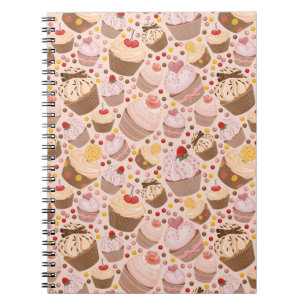 Caderno Espiral Teste padrão dos cupcakes comemorativos