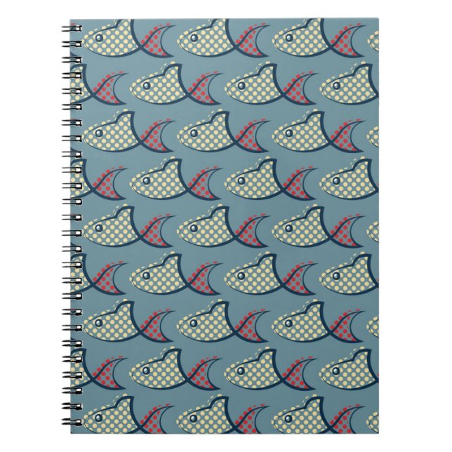Caderno Espiral Teste padrão dos peixes das bolinhas (Frente)