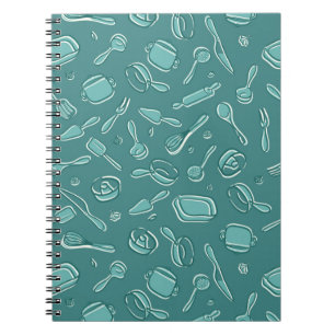 Caderno Espiral Teste padrão dos utensílios da cozinha