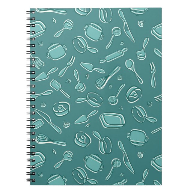 Caderno Espiral Teste padrão dos utensílios da cozinha (Frente)