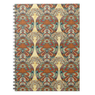 Caderno Espiral Teste padrão floral da tartaruga