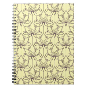 Caderno Espiral Teste padrão floral de creme