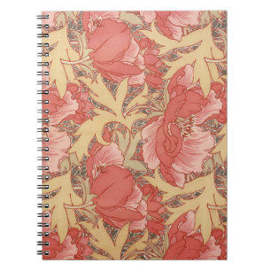 Caderno Espiral Teste padrão floral de Nouveau da arte das