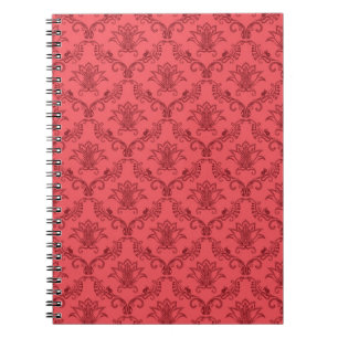Caderno Espiral Teste padrão floral do damasco