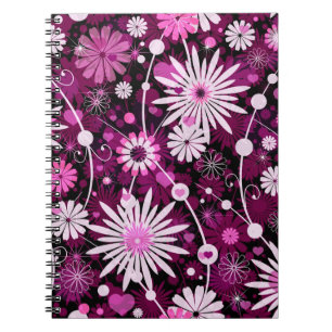 Caderno Espiral Teste padrão floral dos namorados