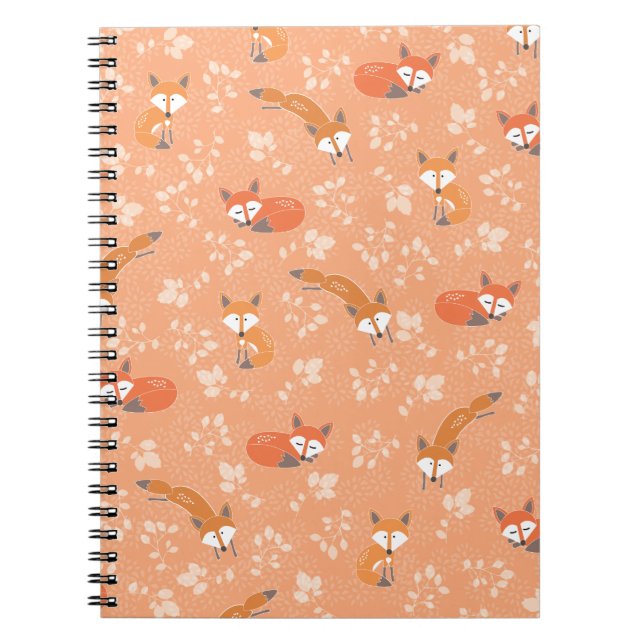Caderno Espiral Teste padrão floral Foxy (Frente)