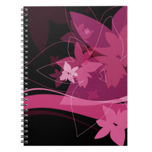 Caderno Espiral Teste padrão floral magenta
