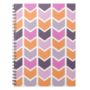 Caderno Espiral Teste padrão geométrico cor-de-rosa roxo