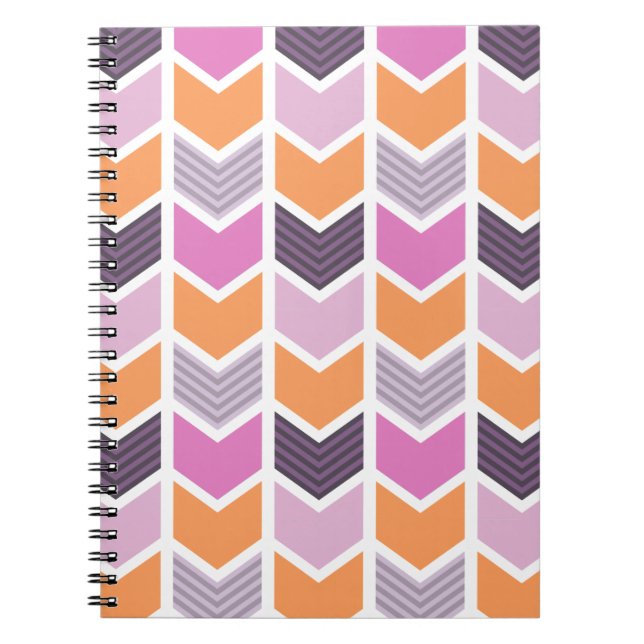 Caderno Espiral Teste padrão geométrico cor-de-rosa roxo (Frente)