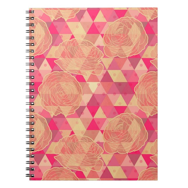 Caderno Espiral Teste padrão geométrico da flor (Frente)