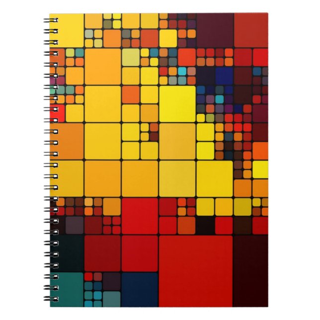Caderno Espiral Teste padrão geométrico do arco-íris vibrante (Frente)