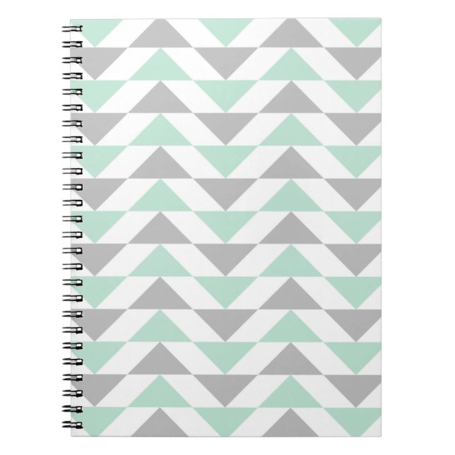 Caderno Espiral Teste padrão geométrico do branco cinzento do (Frente)