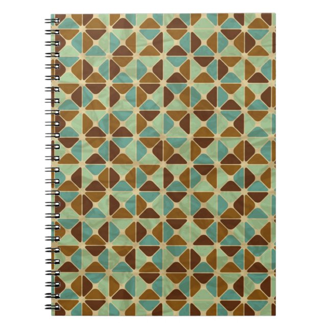 Caderno Espiral Teste padrão geométrico retro (Frente)