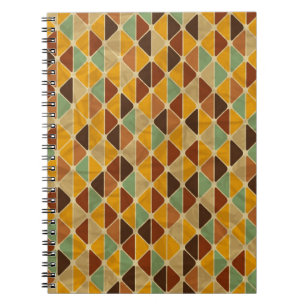 Caderno Espiral Teste padrão geométrico retro 3