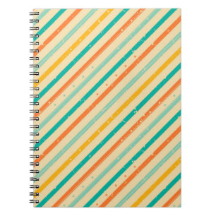 Caderno Espiral Teste padrão listrado do grunge retro