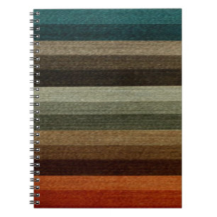 Caderno Espiral Teste padrão listrado do outono morno do vintage,