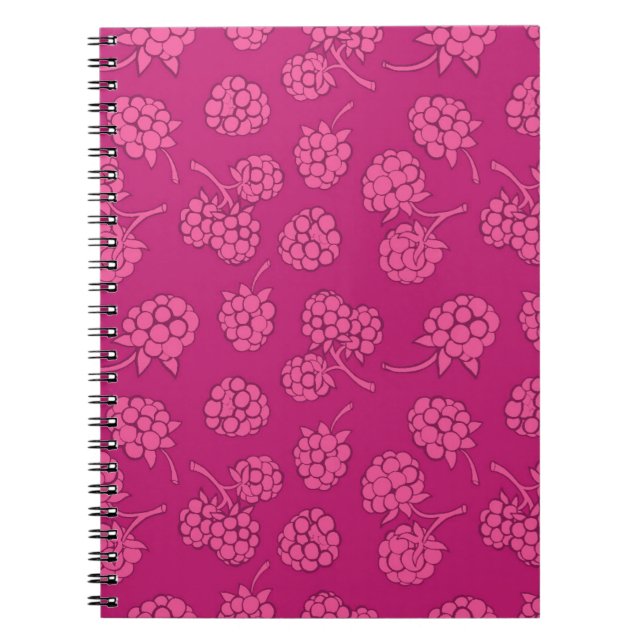 Caderno Espiral Teste padrão magenta da baga (Frente)
