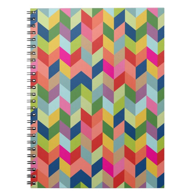 Caderno Espiral Teste padrão moderno de Herringbone (Frente)