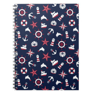 Caderno Espiral Teste padrão náutico do mar