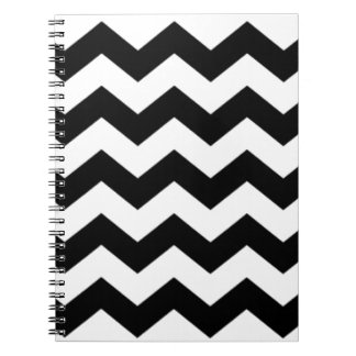 Caderno Espiral Teste padrão preto e branco de Chevron