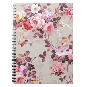 Caderno Espiral Teste padrão roxo rosa vermelha elegante dos rosa