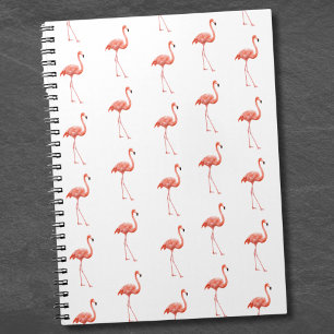 Caderno Espiral Teste padrão simples do flamingo cor-de-rosa