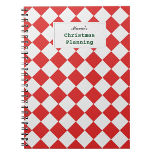 Caderno Espiral Teste padrão tecido diagonal branco vermelho