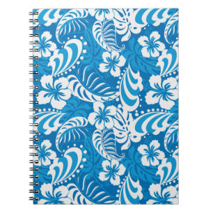 Caderno Espiral Teste padrão tropical do hibiscus