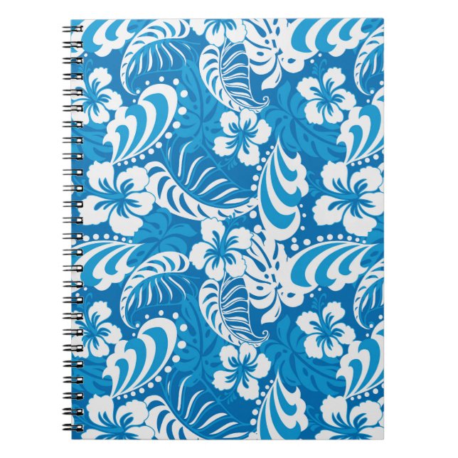 Caderno Espiral Teste padrão tropical do hibiscus (Frente)