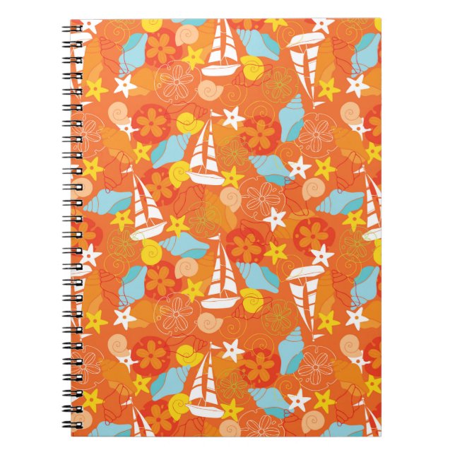 Caderno Espiral Teste padrão tropical do veleiro (Frente)